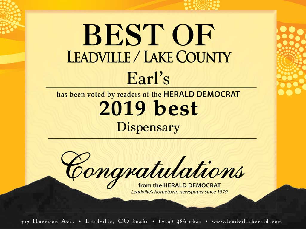 Earl's Leadville 2019 Winner Best Dispensary Lake County Colorado